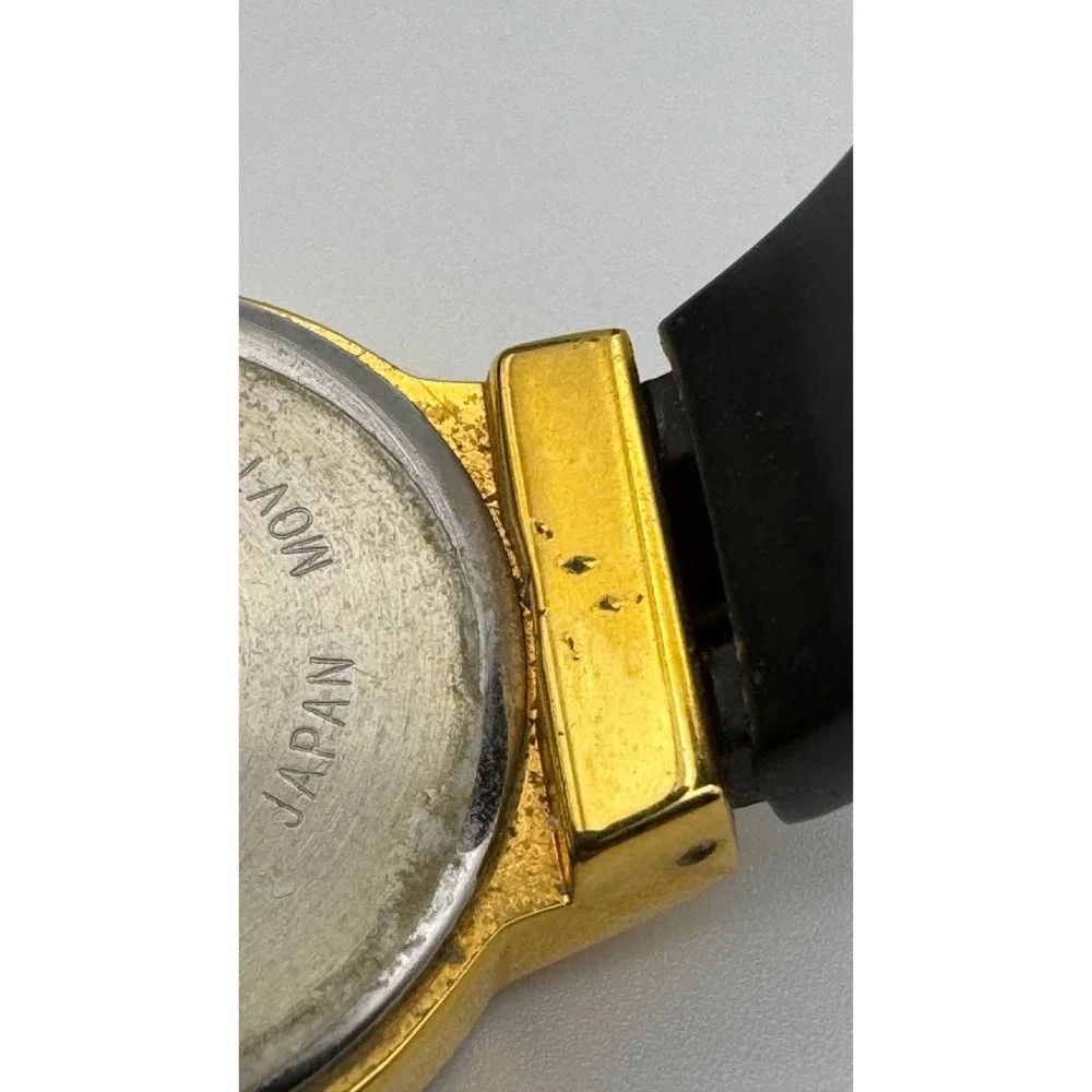 Vintage Joan Rivers Watch Bangle Classics Black Lucite Cuff Gold Tone READ
